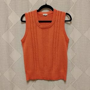 Vintage Abraham & Straus Pinky Orange Cable Knit Sleeveless Sweater Vest